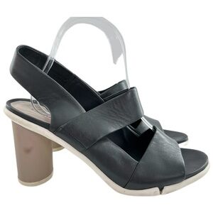 Clarks heels size 9 40 black taupe leather avant-garde color blocking funky